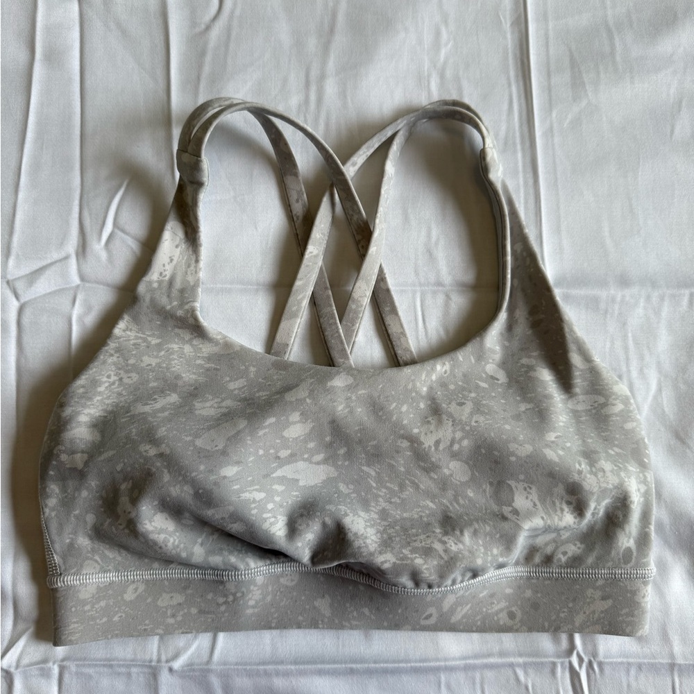 LULULEMON White Marble Energy Bra SIZE 4